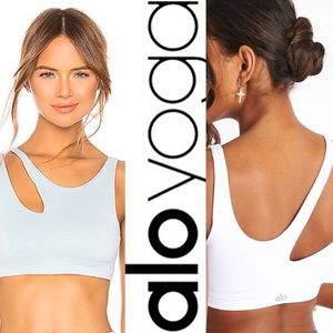 ALO Yoga Light Blue and White Bra